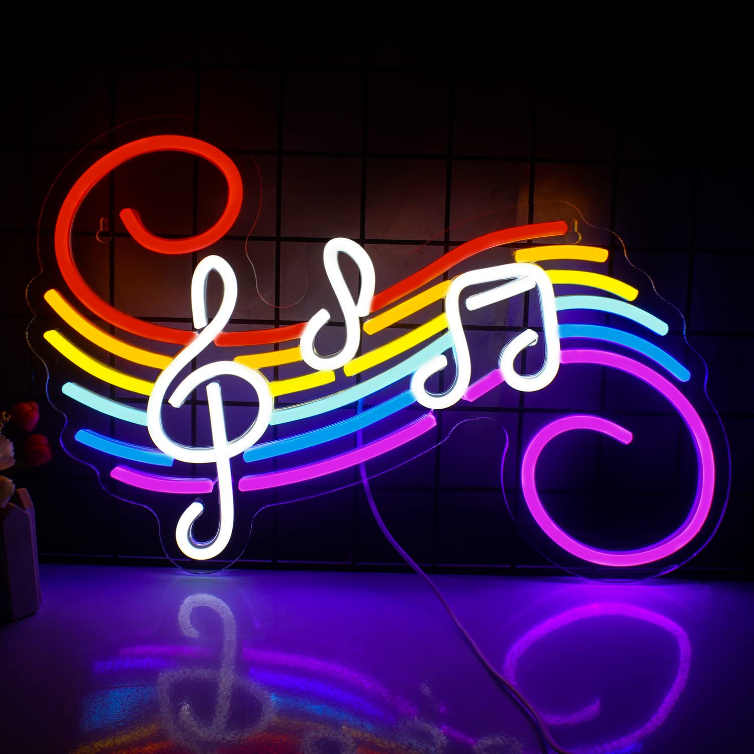 Lighting Decor Wedding - 音符ネオンサイン カスタマイズ可能 カラフルなト音記号 LEDネオンライト 壁飾り 音楽スタジオ