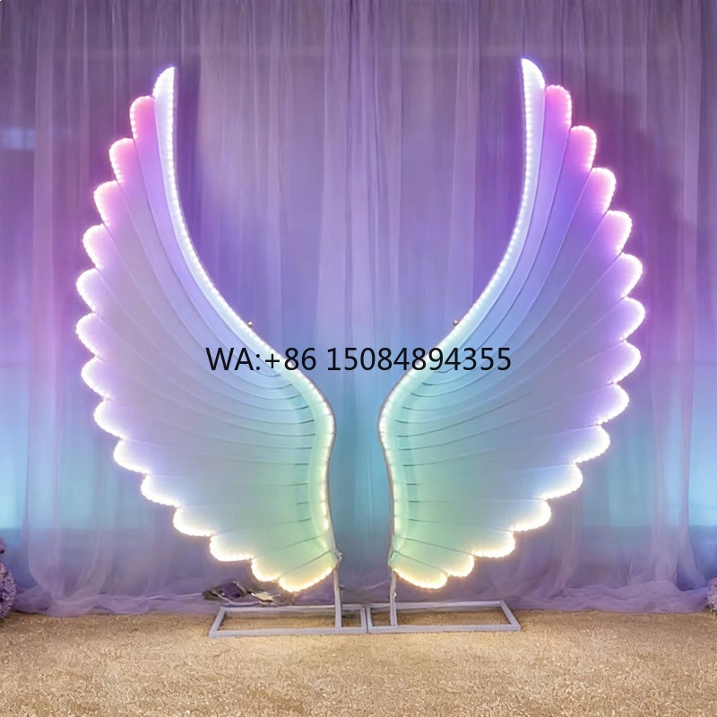 Lighting Decor Wedding - 光る天使の羽ライト小道具 カラフルファンタジーLEDウィングス 結婚式ステージ背景装飾 イベントパーティーデコレーション用