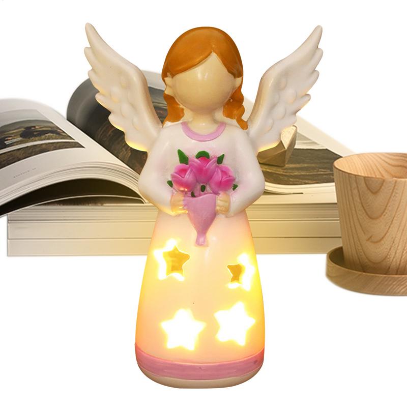 Room Decor Lighting Lamp - 燭台ランプ天使像ランプリビングルームの置物装飾像飾り LED ライト樹脂家の装飾用