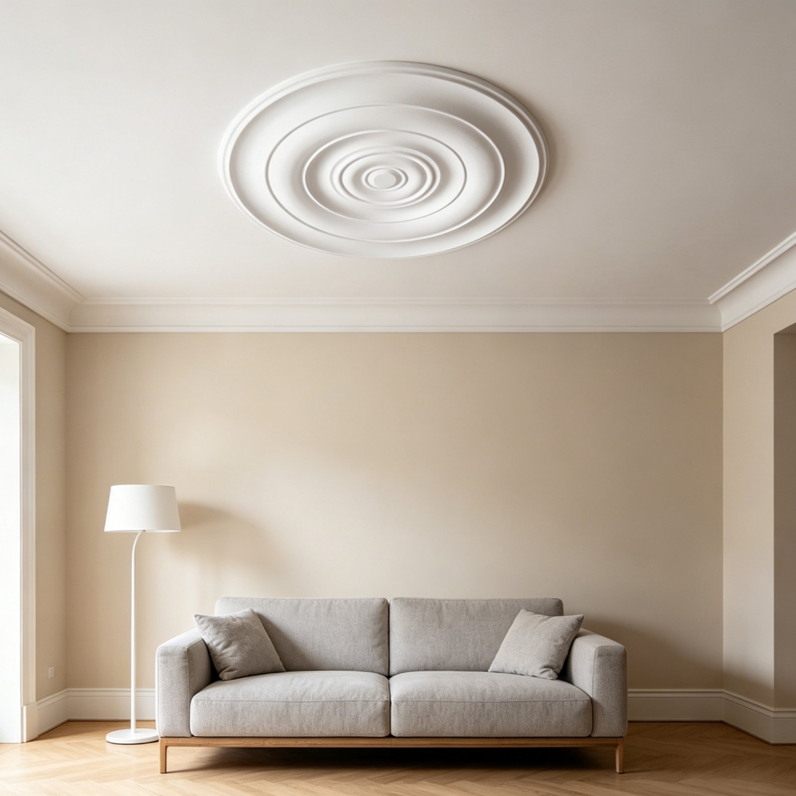 Decor Lighting & Decor Fires - ラウンド天井メダリオンヨーロッパデザインPU天井装飾照明器具カバープレート防湿インテリア装飾ポリッシュ仕上げ