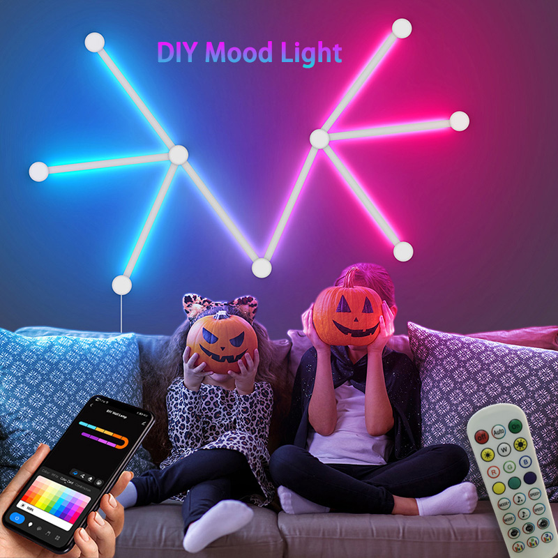 Lighting Decor For Room - スマートRGBウォールランプ、Bluetoothアプリ接続LEDライトバー（音楽パーティー用）、DIYテレビバックライト、寝室ゲーム用雰囲気装飾