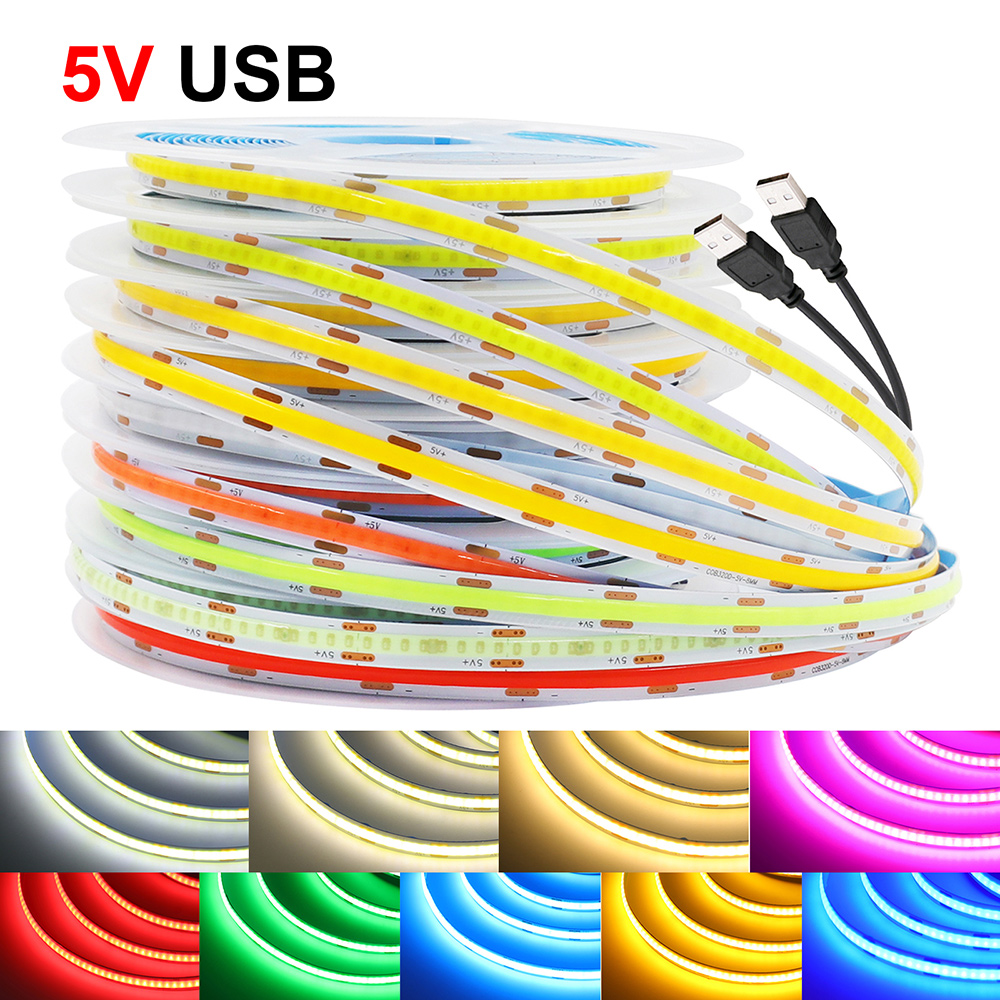 Decor Lighting Hours - DC 5V COB LEDストリップライト 320LEDs/m 高輝度