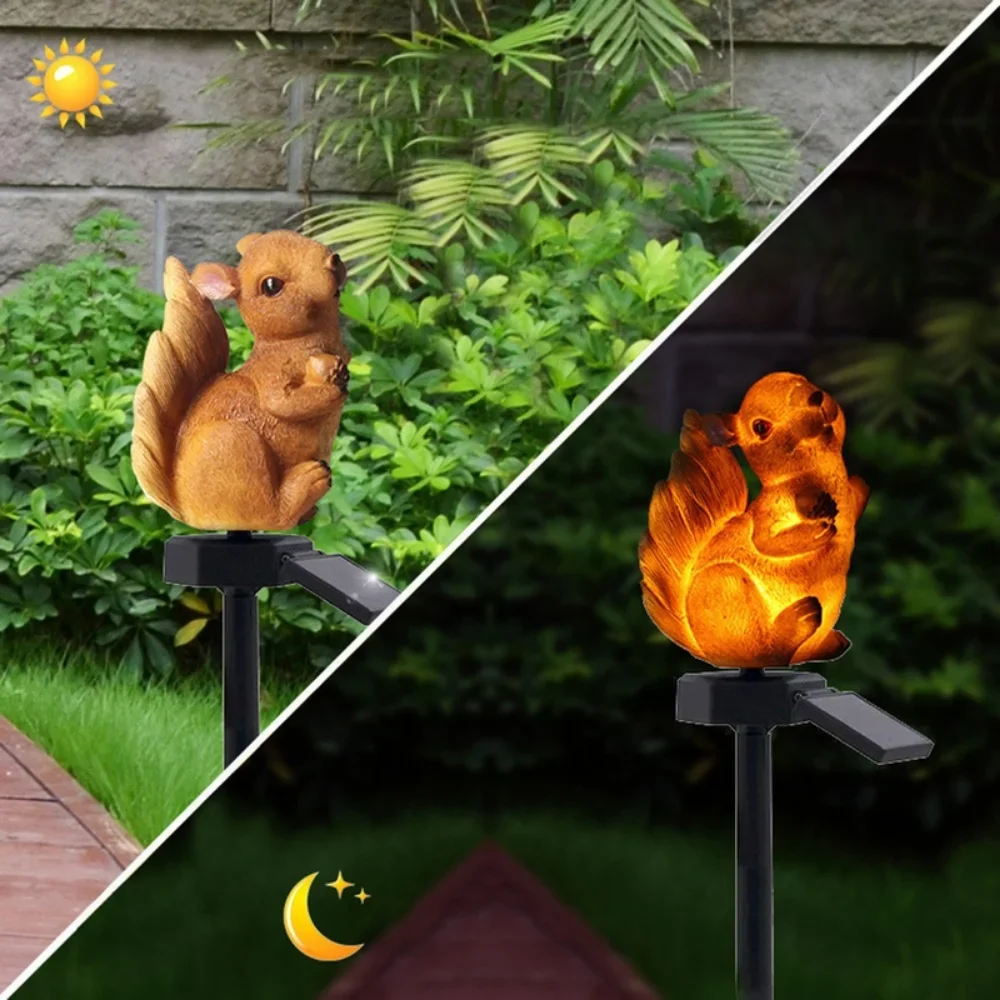 Decor Lighting Pack - 屋外ソーラーLEDリスライト、防水ガーデン景観、リスの形、ヤード用装飾ライト、1パック