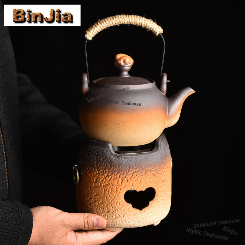 Candle Holder Set - 粗陶製高柄ポットティーウォーマーホルダーキャンドルヒーターストーブケトルスタンド沸騰水炭火炉中国茶器セット