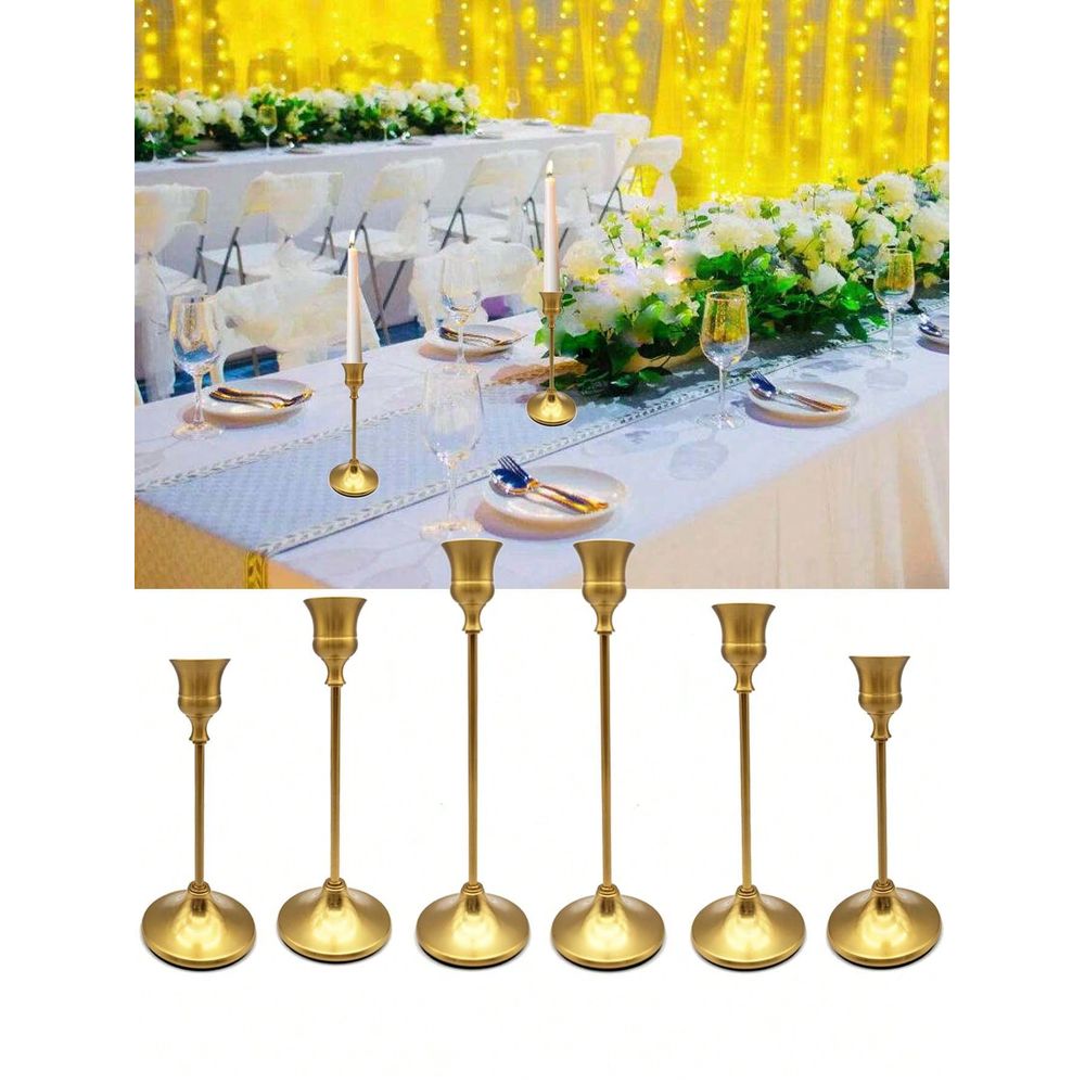 Candle Holder Set - 高品質キャンドルホルダー6個セット、ロマンチックなレセプションや高級ウェディング、キャンドルライトディナー、室内装飾に最適です。
