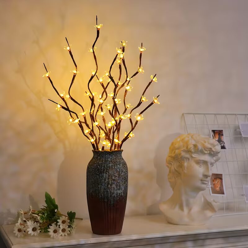 Lighting Decor Outdoor - 1/2PC 20LED 桜の枝ライト屋内屋外ホームデコレーションランプロマンチックな電池式テーブルライト花瓶用