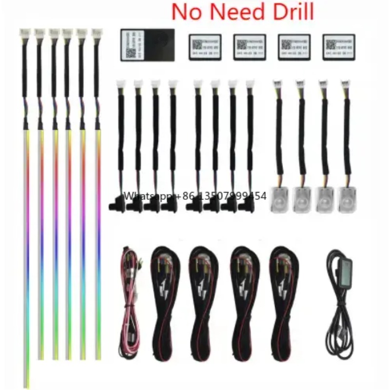 Decor Lighting & Decor Fires - A80 64色LEDアンビエントライトアクリルストリップ 18in1ユニバーサルサウンドアプリコントロール 車内装飾照明 12V 新品