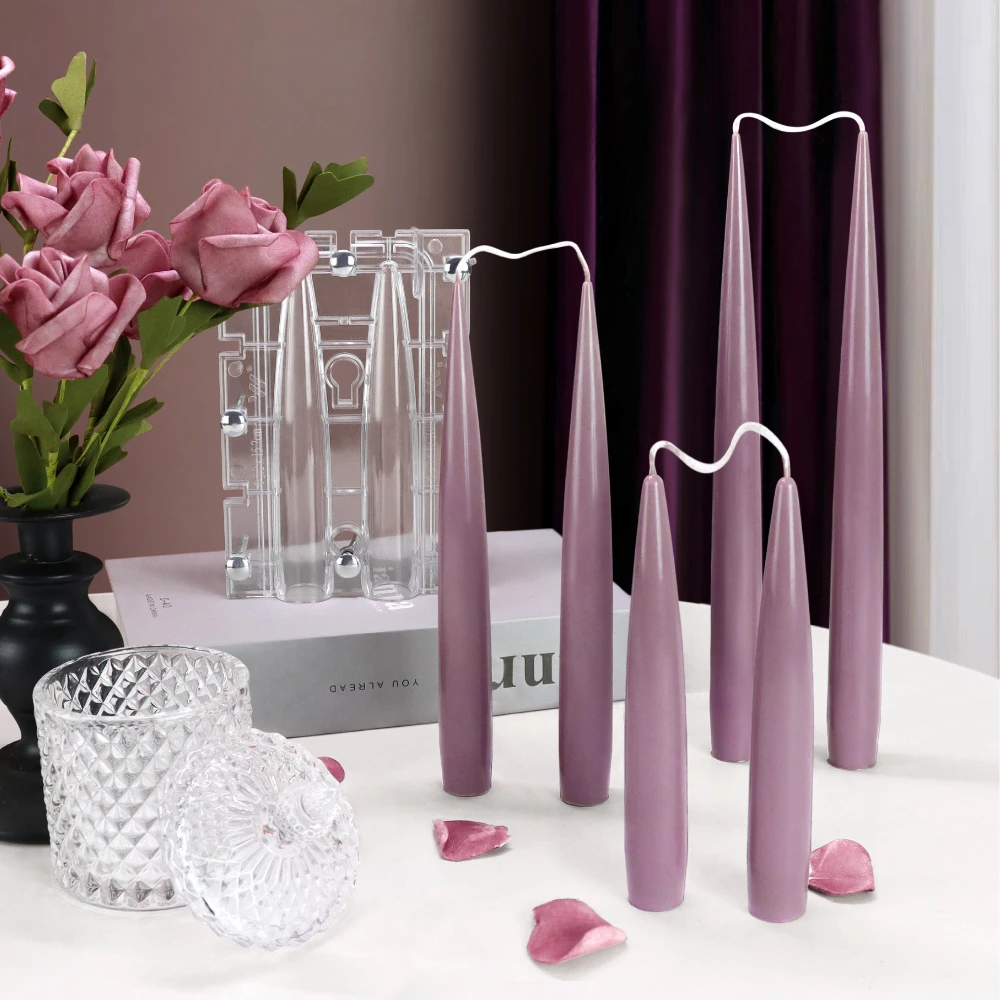 Candle Holder Set - ダブル尖った柱キャンドルアクリルモールド接続シリンダーキャンドルホルダープラスチック Moldwedding 装飾ホーム燭台作成ツール