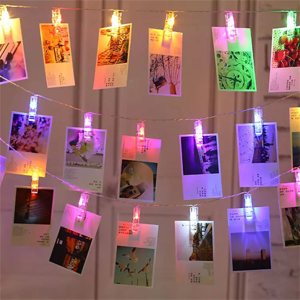 Lighting Room Decor Photo - 3M LED ストリングフェアリーライト フォトクリップ ガーランドライト 電池式