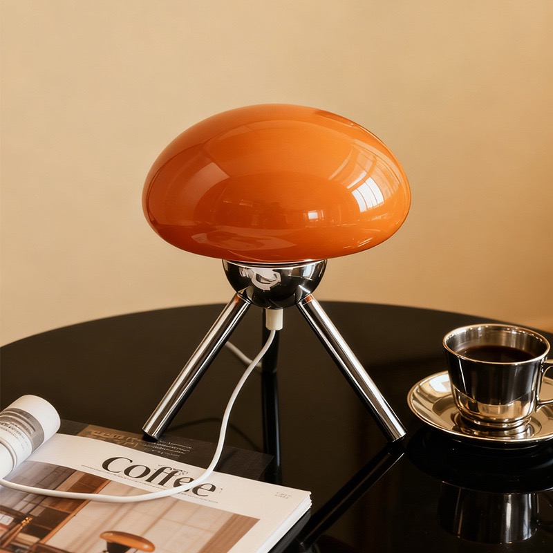 Decor Lighting & Decor Fires - バウハウス北欧風ガラス製マッシュルーム型RGBリモコン付きテーブルランプ レトロモダン寝室ベッドサイド雰囲気装飾ライト