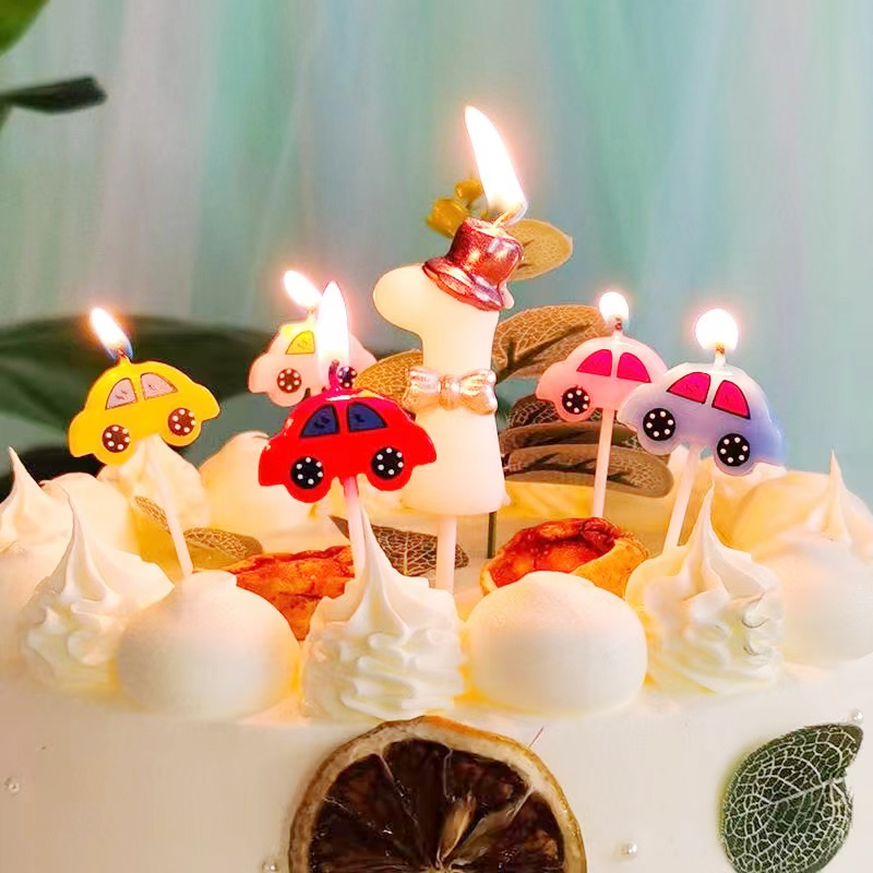 5 車キャンドル子供の誕生日かわいいケーキ装飾キャンドル赤ち - Lighting Mcqueen Birthday Decor のレビューと価格