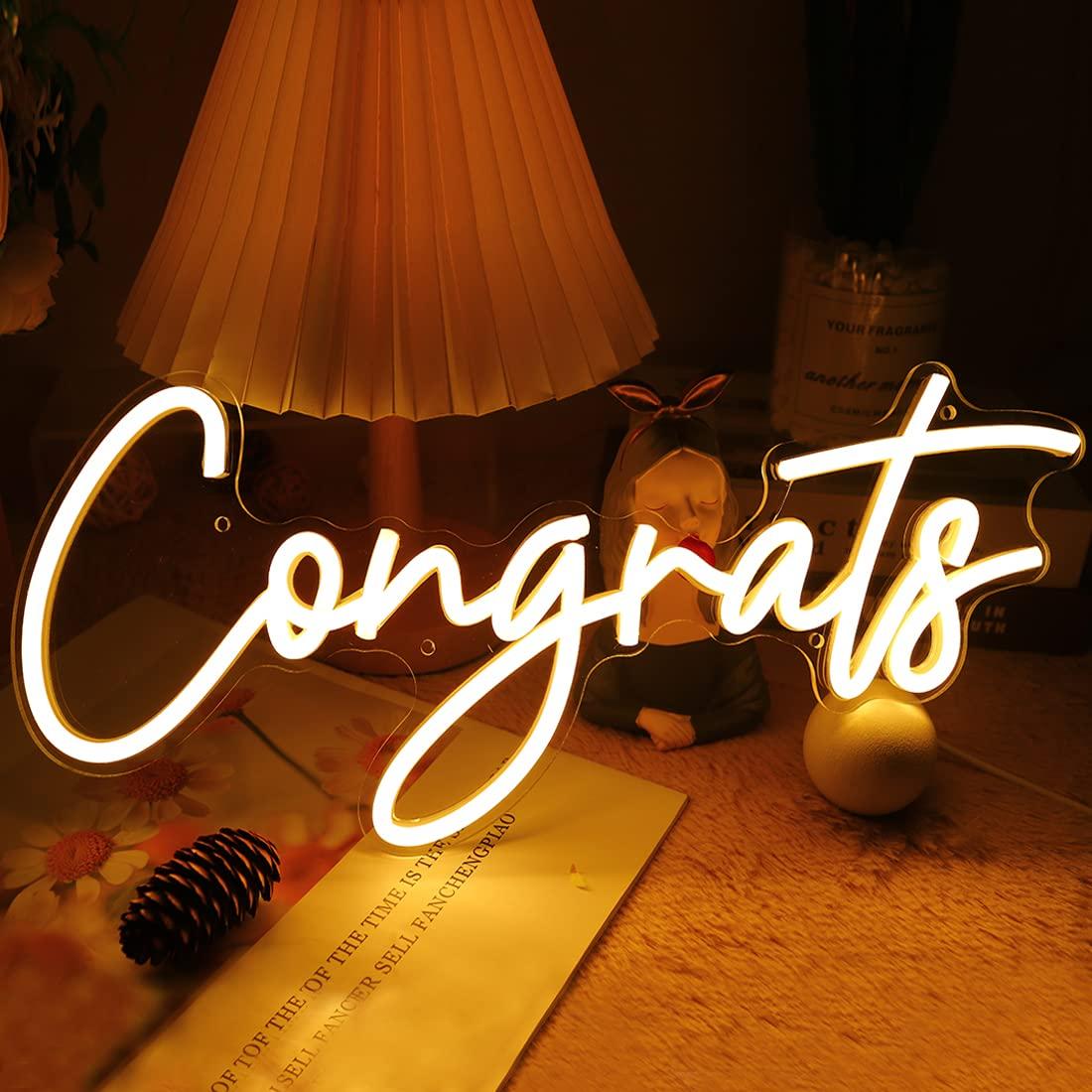 おめでとうネオンサイン USB調光可能LEDライト 卒業式  - Lighting Decor Wedding のレビューと価格