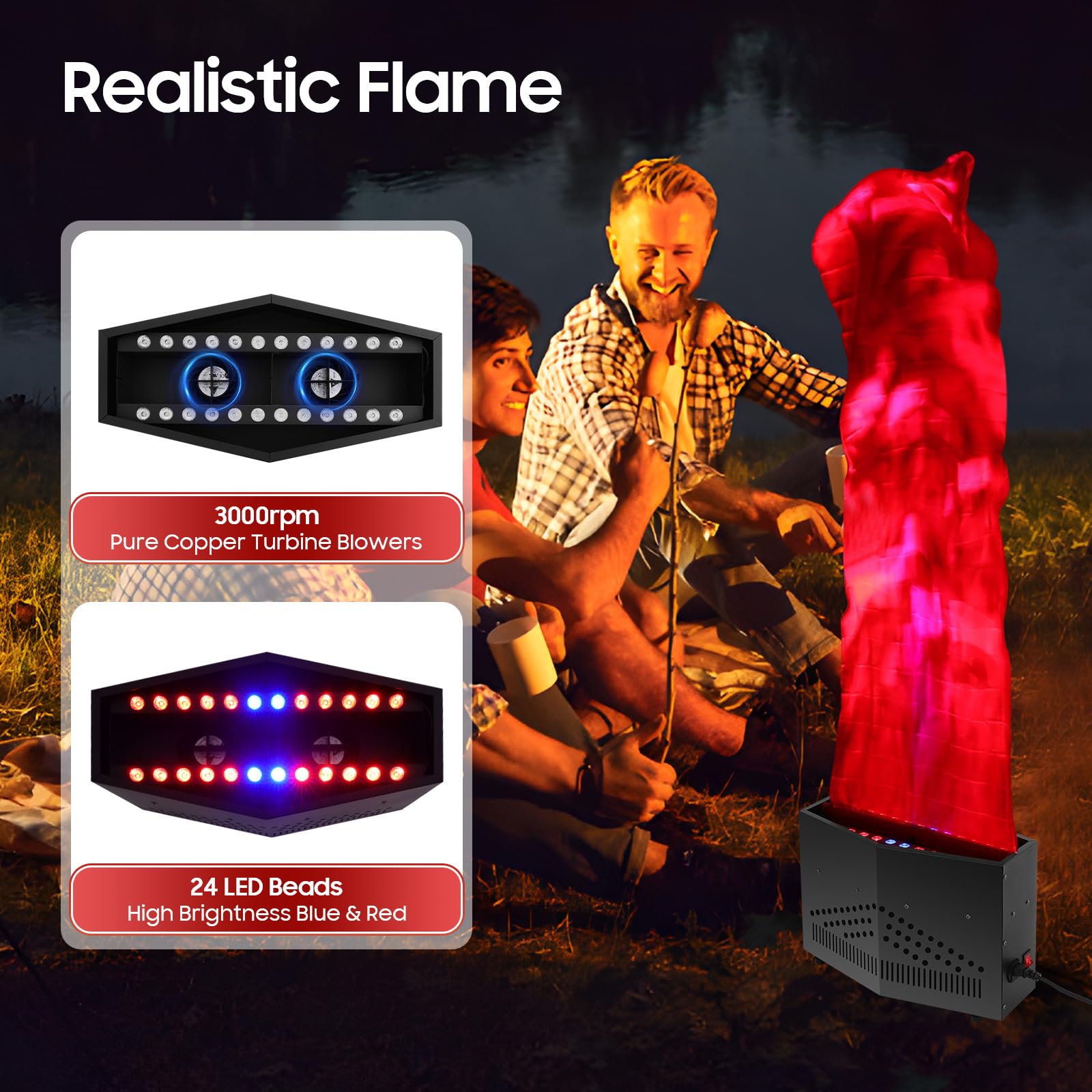 LED シルク火炎効果ライト 24LED フェイク炎ライト  - Lighting Effect Home Decor のレビューと価格