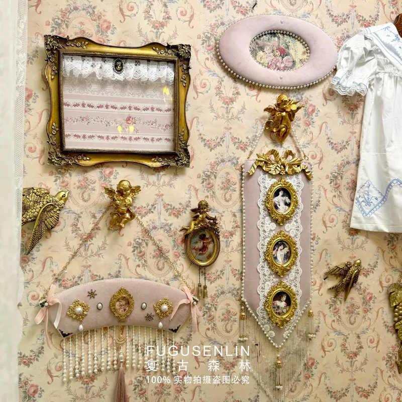 レトロな手作り高級感漂う宮廷風ピンクベルベットレリーフ額縁  - Lighting Room Decor Photo のレビューと価格