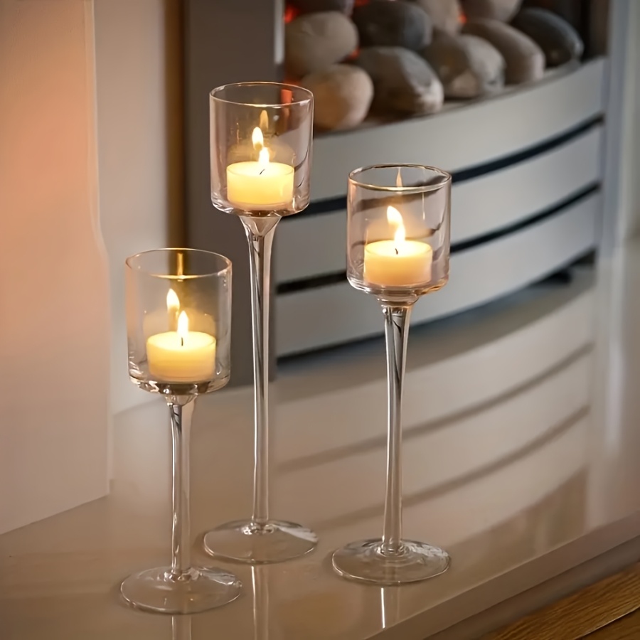 3個セット 透明ガラスキャンドルホルダー エレガントなギフト - Candle Holder Set のレビューと価格