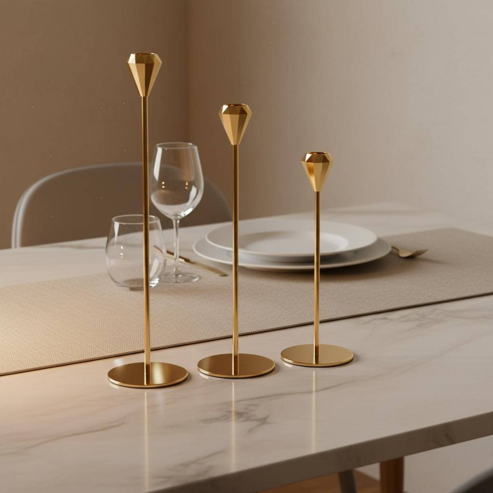 3ピースクリスタルトップキャンドルスティックセット エレガン - Candle Holder Set のレビューと価格