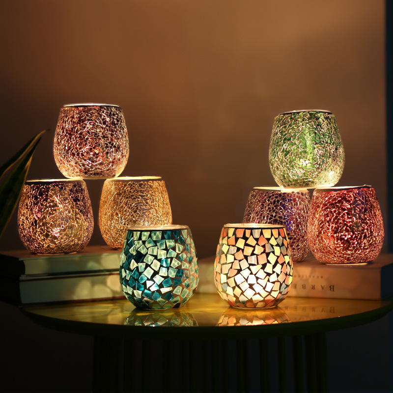 手作りモザイクパッチキャンドルホルダー家の装飾装飾品デスクト - Restaurant Lighting Decoration のレビューと価格