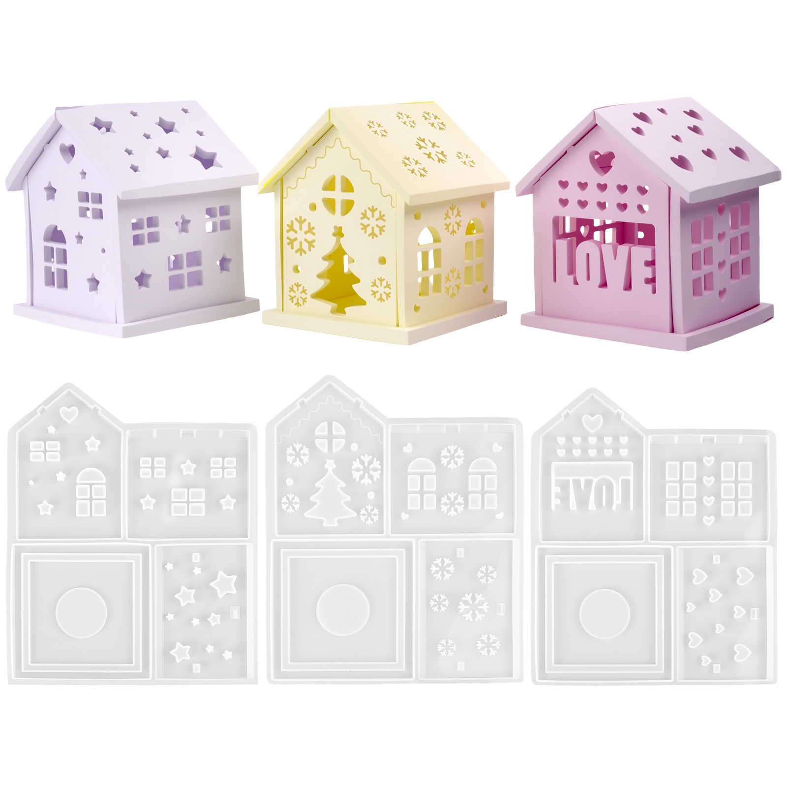 3Dハウスシリコンモールド DIY クリスマスツリー ラブス - Candle Holder Set のレビューと価格