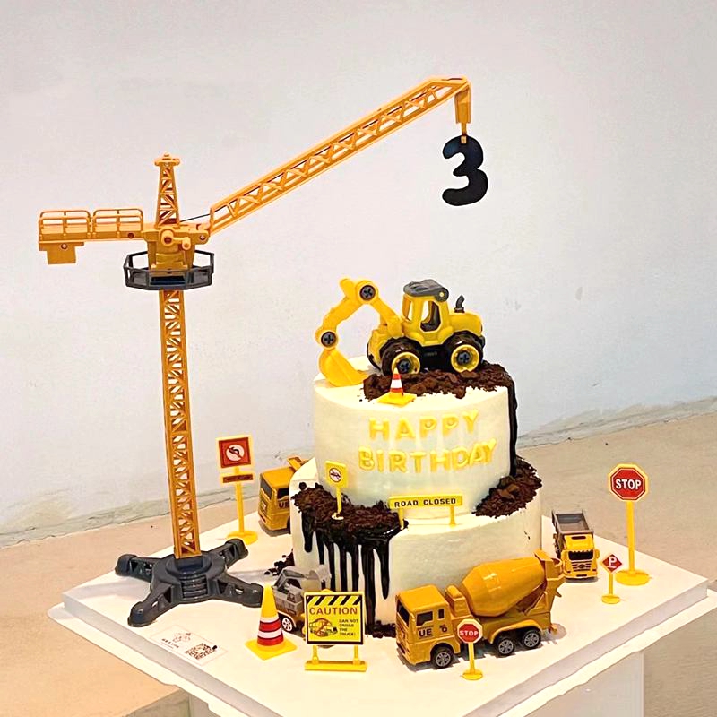掘削機車クレーントラクター誕生日ケーキトッパー建設パーティー - Lighting Mcqueen Birthday Decor のレビューと価格
