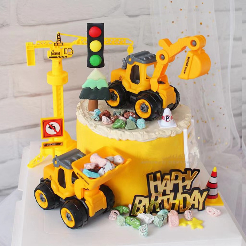 掘削機車クレーントラクター誕生日ケーキトッパー建設パーティー - Lighting Mcqueen Birthday Decor のレビューと価格