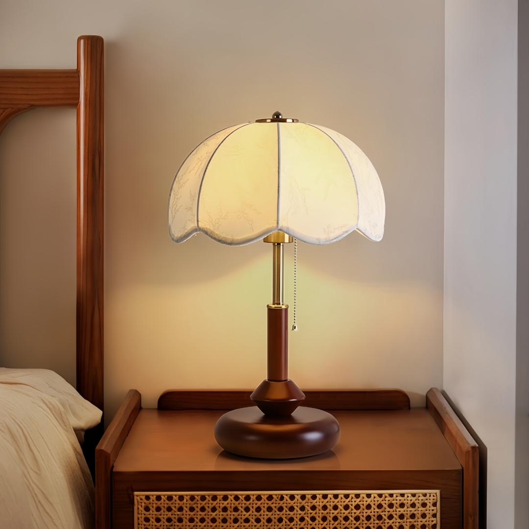 ヴィンテージスカラップドームテーブルランプ寝室ナイトスタンド - Room Decor Lighting Lamp のレビューと価格