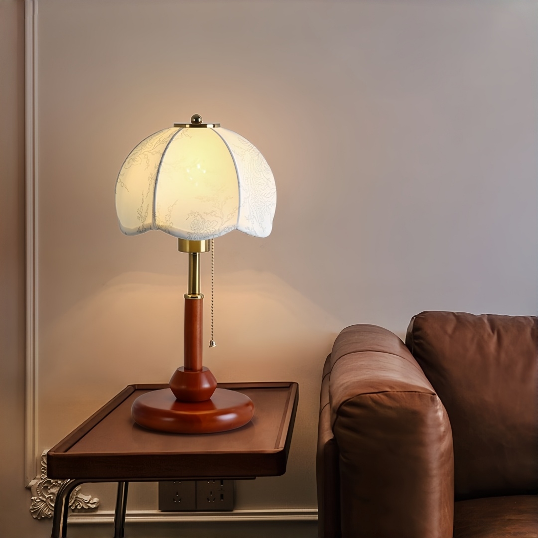 ヴィンテージスカラップドームテーブルランプ寝室ナイトスタンド - Room Decor Lighting Lamp のレビューと価格