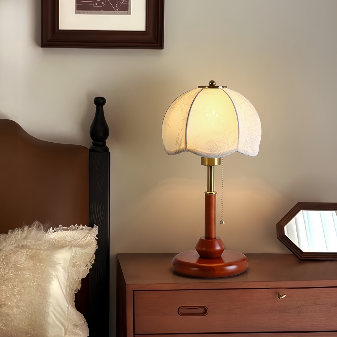 ヴィンテージスカラップドームテーブルランプ寝室ナイトスタンド - Room Decor Lighting Lamp のレビューと価格
