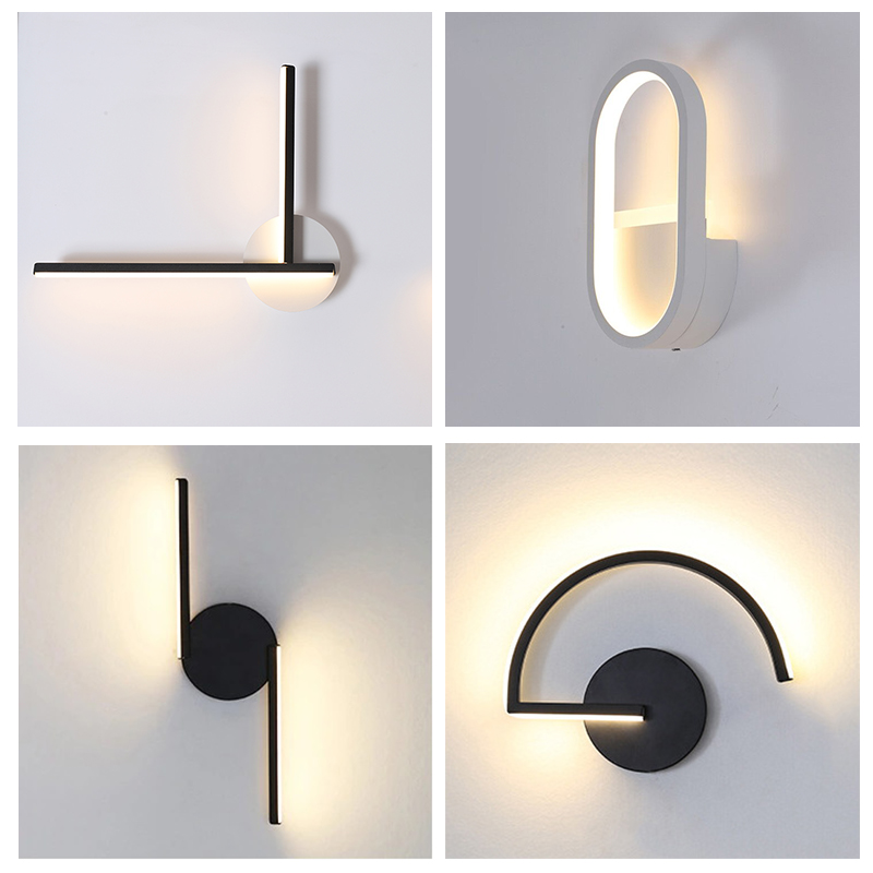 モダンな北欧LEDウォールランプ、ミニマリストブラック幾何学 - Decor Lighting & Decor Fires のレビューと価格