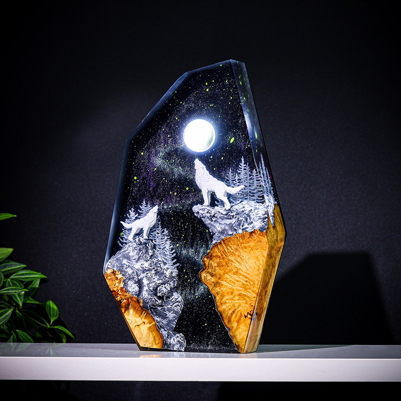 自然動物フィギュア生物樹脂製テーブルライトクリエイティブアー - Lighting Decor Wedding のレビューと価格