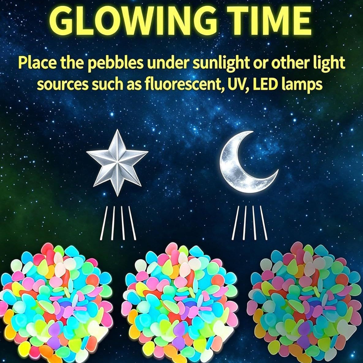カラフルな暗闇で光る発光石、庭石、屋外庭園通路、水槽、鉢植え - Decor Lighting Pack のレビューと価格