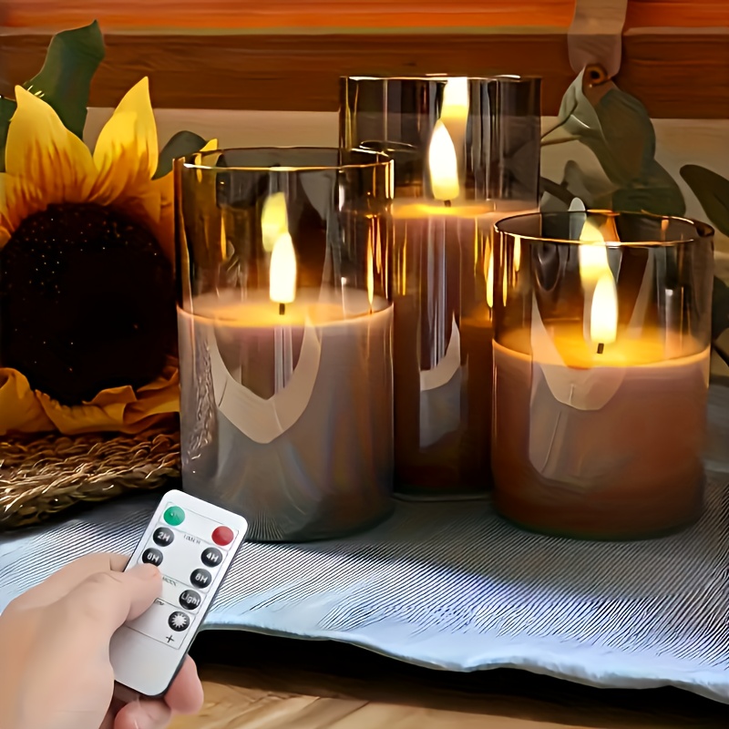 3個セット 充電式ピラーフェイクキャンドル リモコン付き 温 - Decor Lighting Pack のレビューと価格