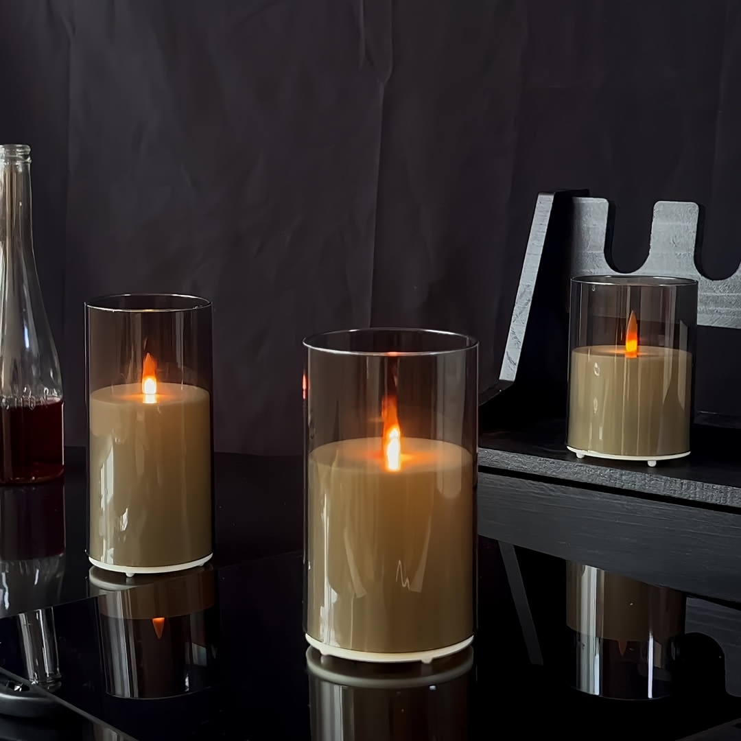 3個セット 充電式ピラーフェイクキャンドル リモコン付き 温 - Decor Lighting Pack のレビューと価格