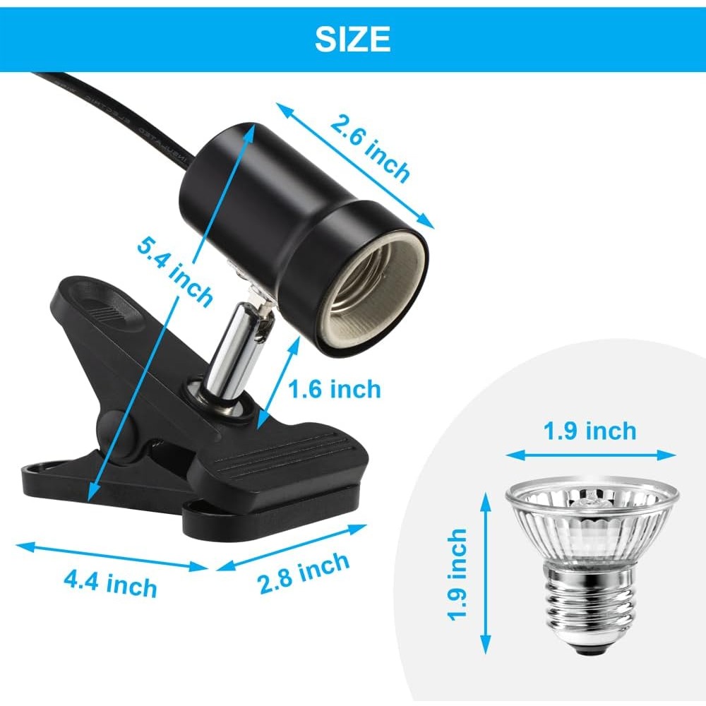 爬虫類用ヒートランプホルダー E27 クリップ式 バスキング - Gecko Lighting & Decor のレビューと価格