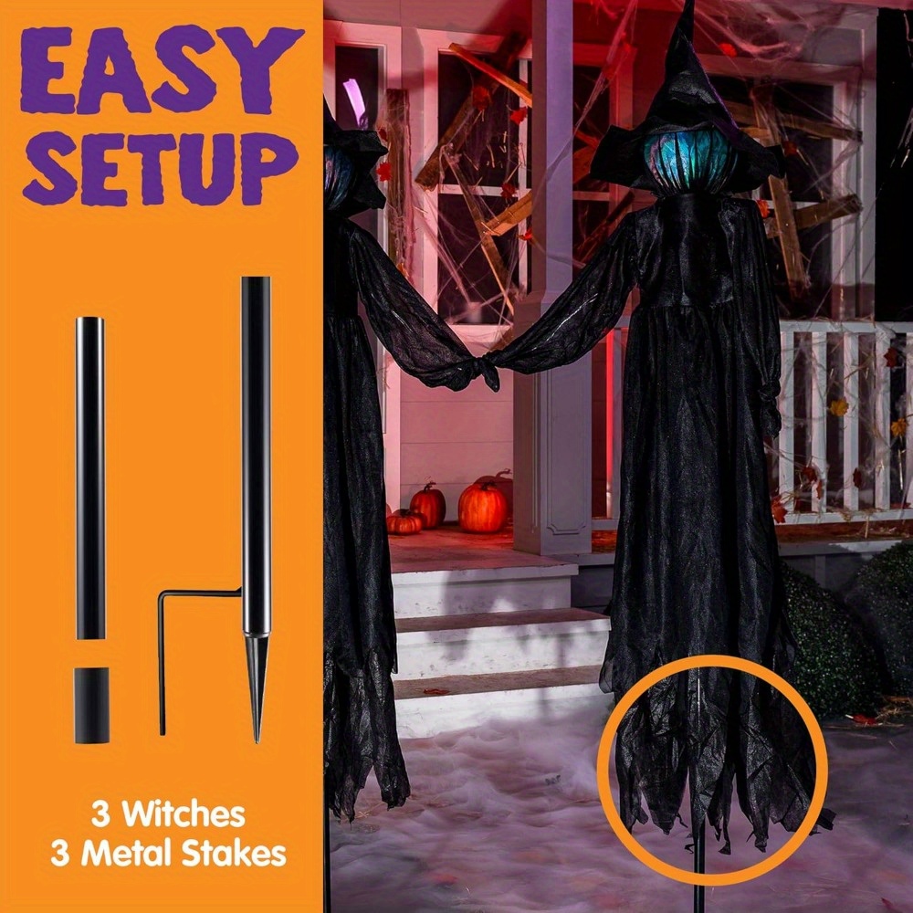3パック 51インチ ハロウィン魔女デコレーション 屋外ヤー - Decor Lighting Pack のレビューと価格