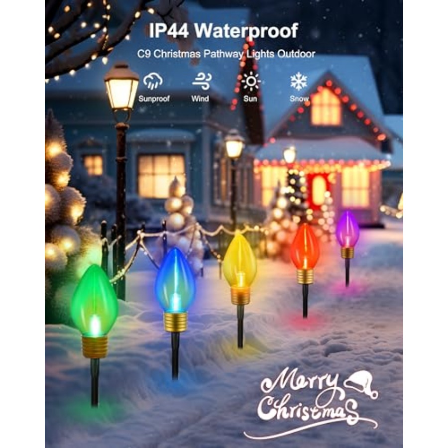 10個の大型C9パスウェイクリスマスライト（屋外用）、11フ - Decor Lighting Pack のレビューと価格