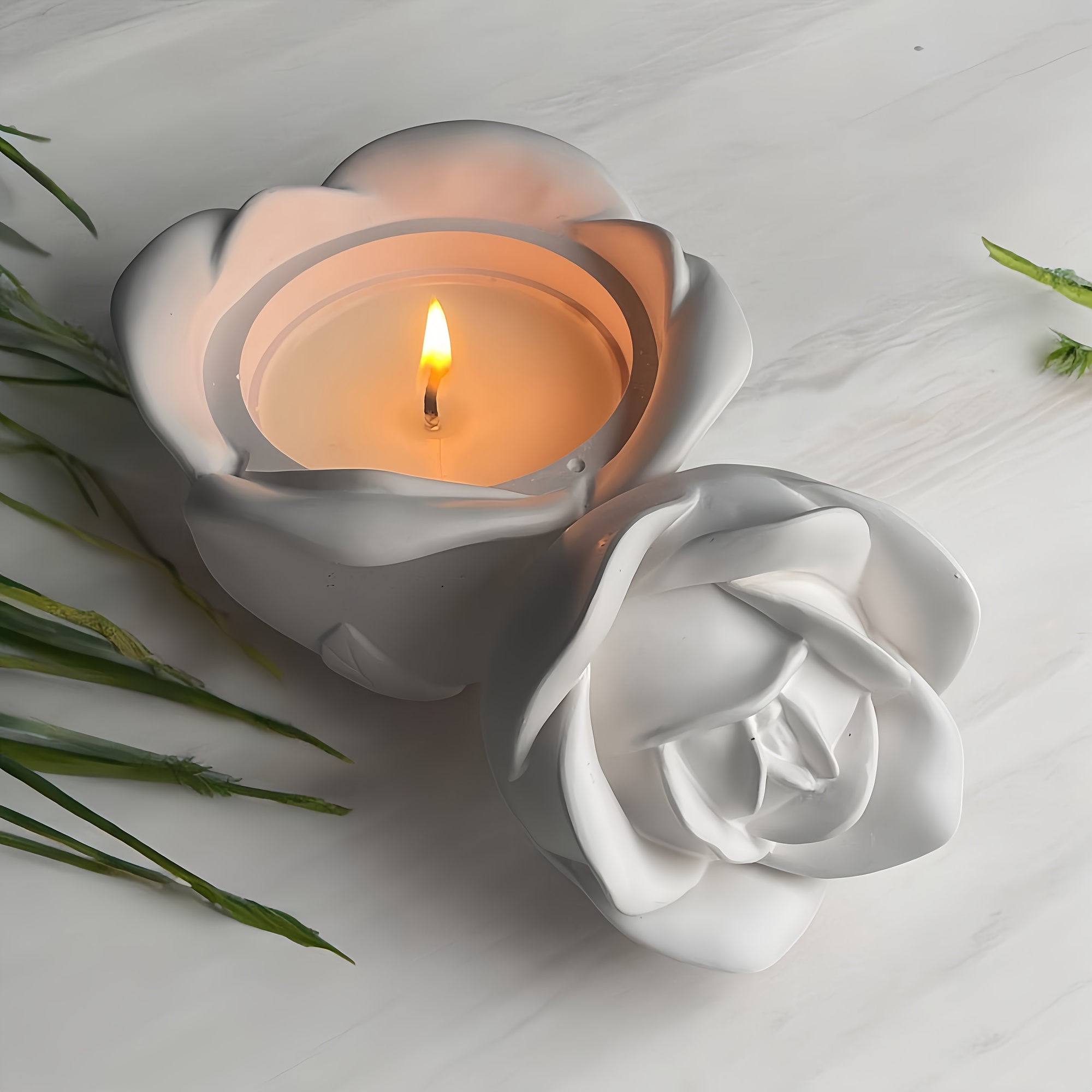 2ピースセット ローズ型シリコンモールド 蓋付き、エポキシ樹 - Candle Holder Set のレビューと価格