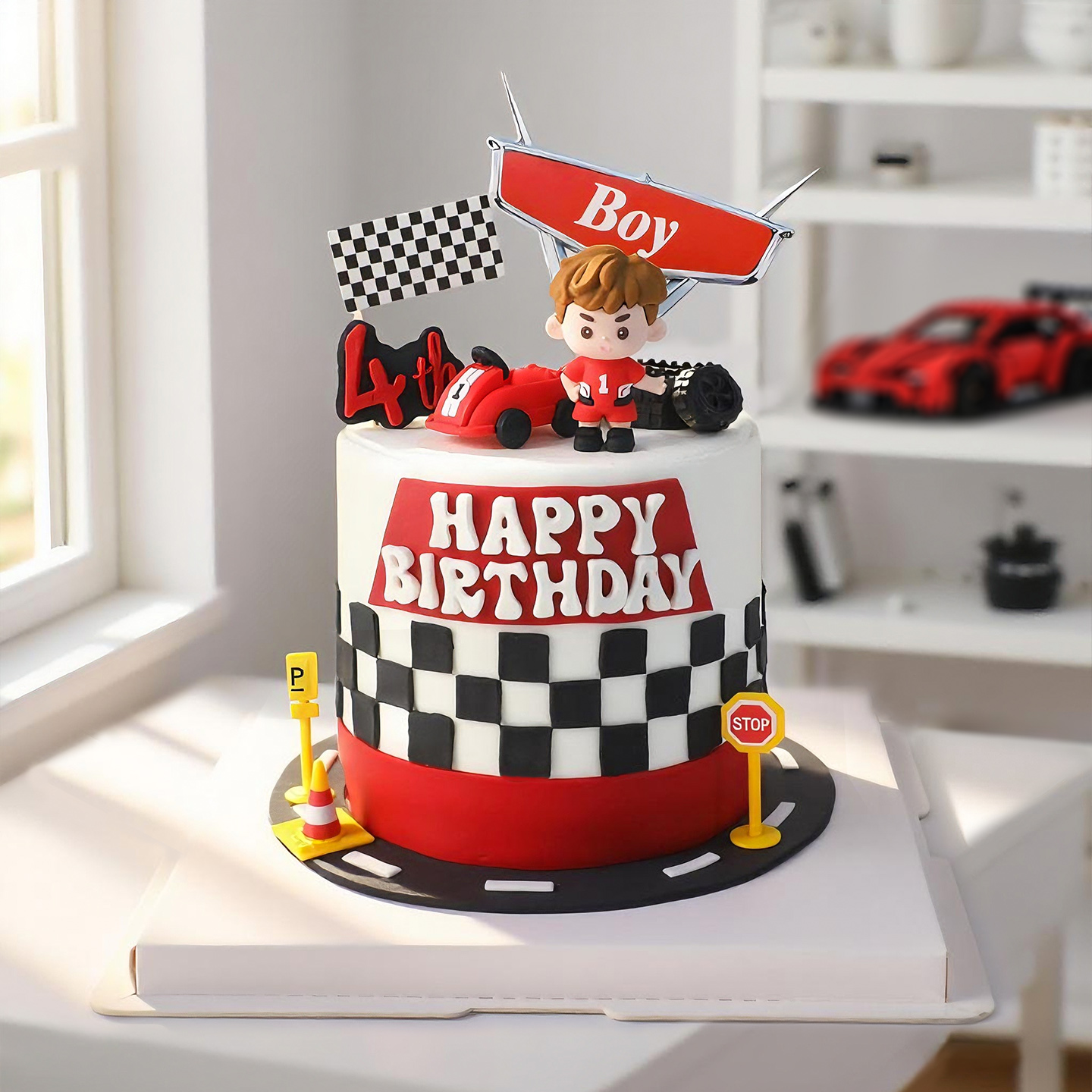 漫画の少年の誕生日ケーキトッパーデコレーション、赤い小さなレ - Lighting Mcqueen Birthday Decor のレビューと価格