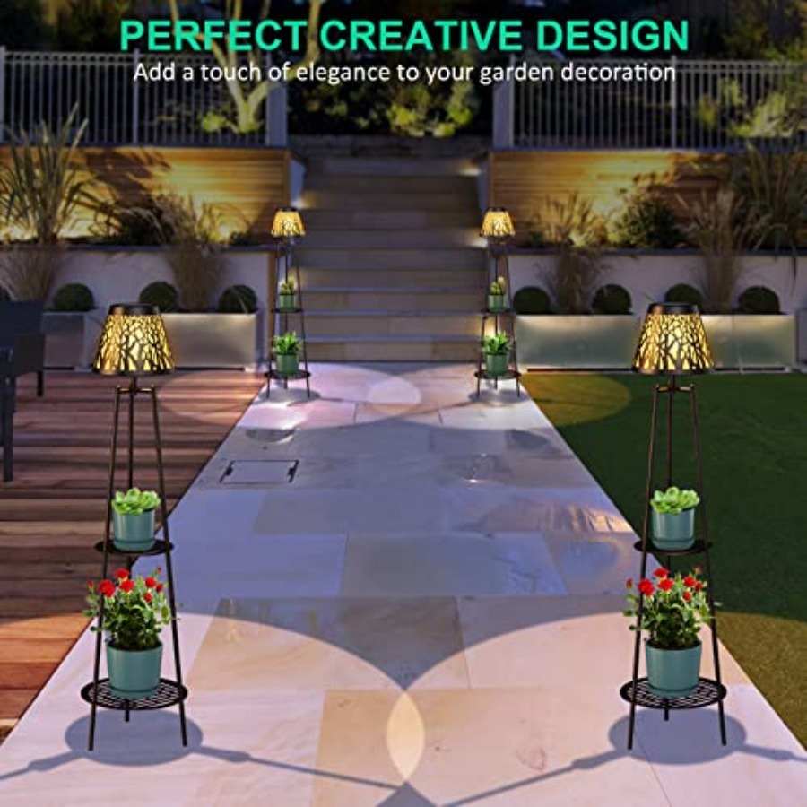 2パック屋外ソーラーフロアランプ、植物スタンド付き、防水メタ - Decor Lighting Pack のレビューと価格