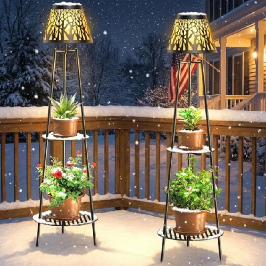 2パック屋外ソーラーフロアランプ、植物スタンド付き、防水メタ - Decor Lighting Pack のレビューと価格