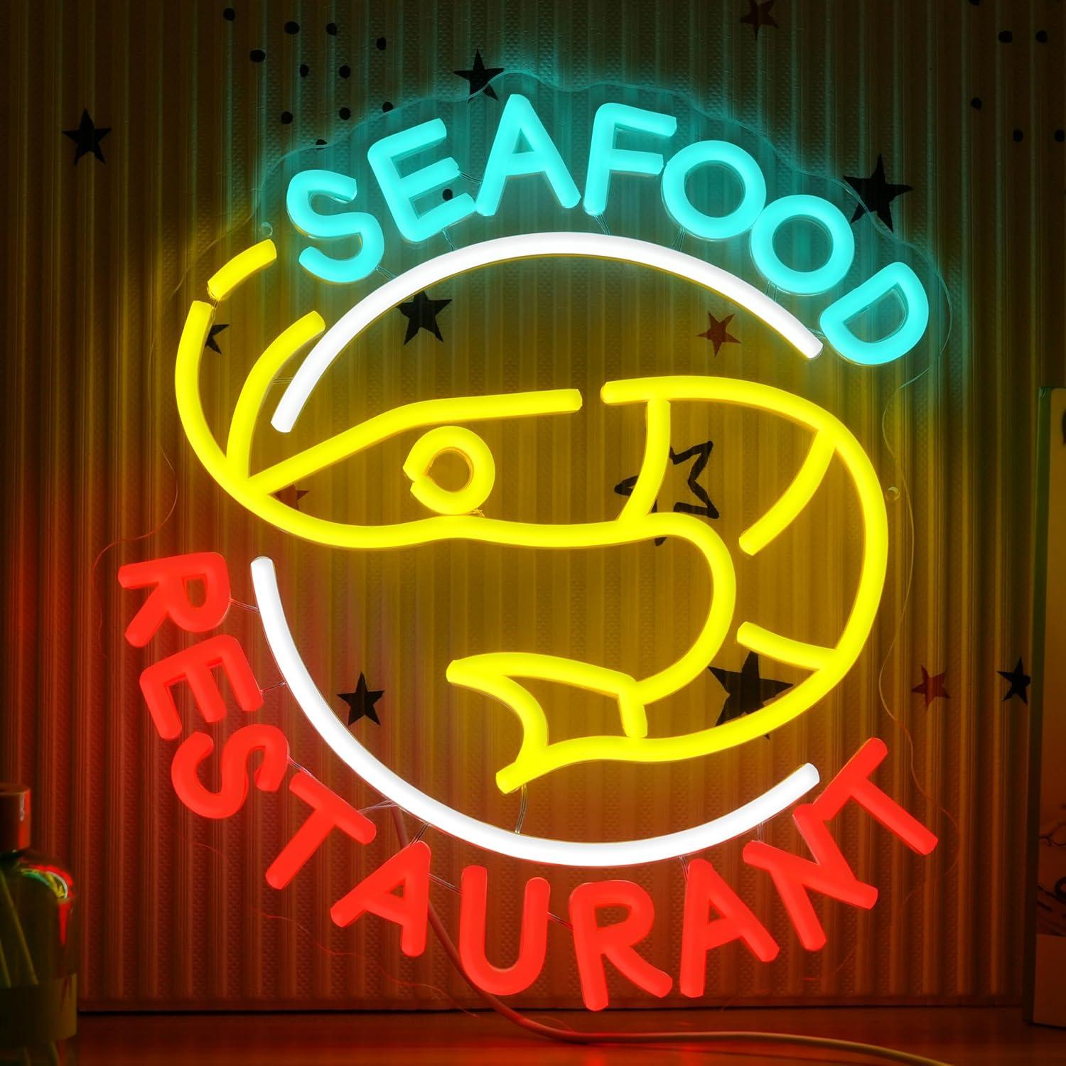 シーフードレストランネオンサイン調光可能なLEDライトキッチ - Restaurant Lighting Decoration のレビューと価格