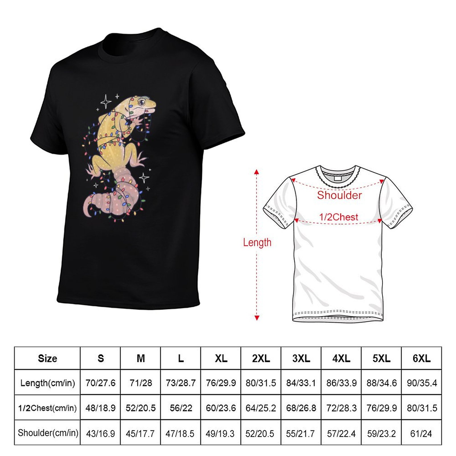 レオパードゲッコーとホリデーライトのTシャツ シンプルな無地 - Gecko Lighting & Decor のレビューと価格