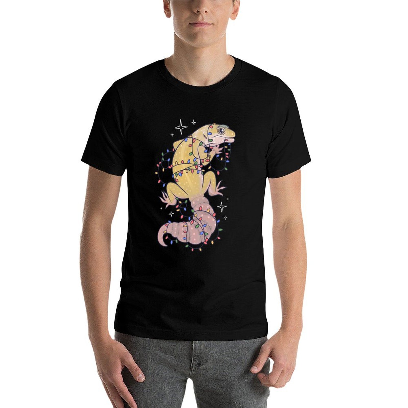 レオパードゲッコーとホリデーライトのTシャツ シンプルな無地 - Gecko Lighting & Decor のレビューと価格