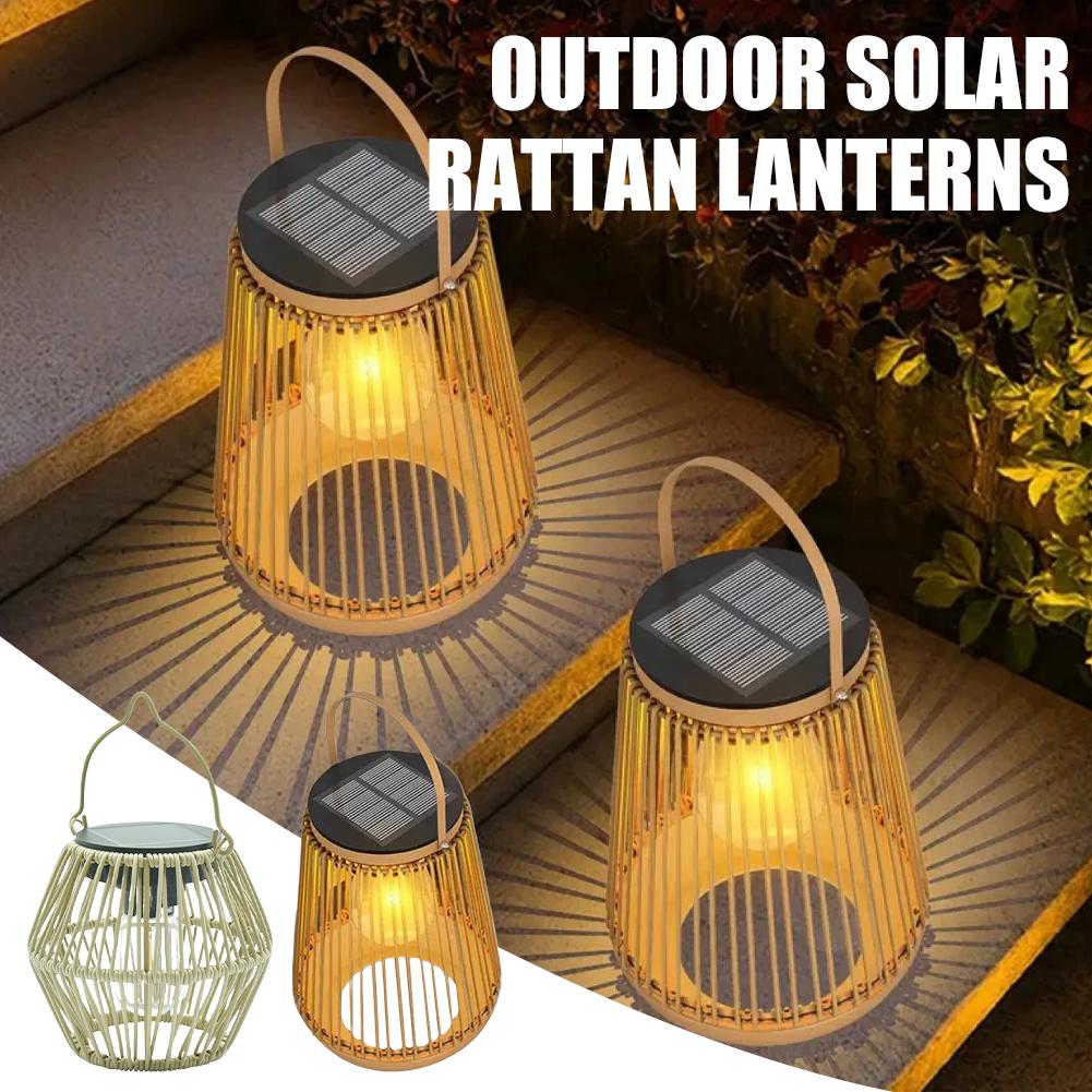 IP65防水ソーラーラタンランタン、吊り下げ式テーブルライト - Lighting Decor Outdoor のレビューと価格
