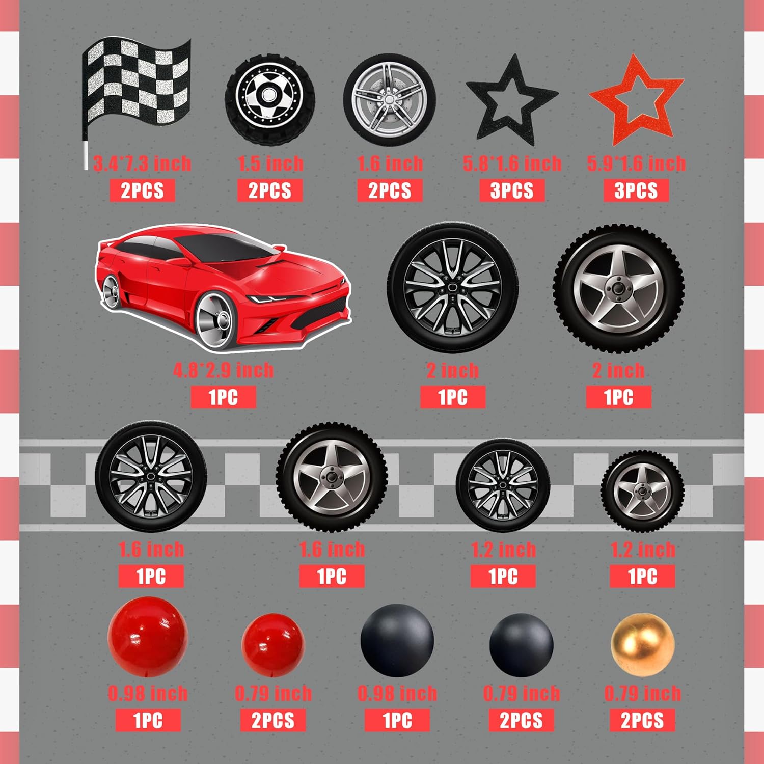 27 個レーシングホイールケーキトッパータイヤケーキデコレー - Lighting Mcqueen Birthday Decor のレビューと価格