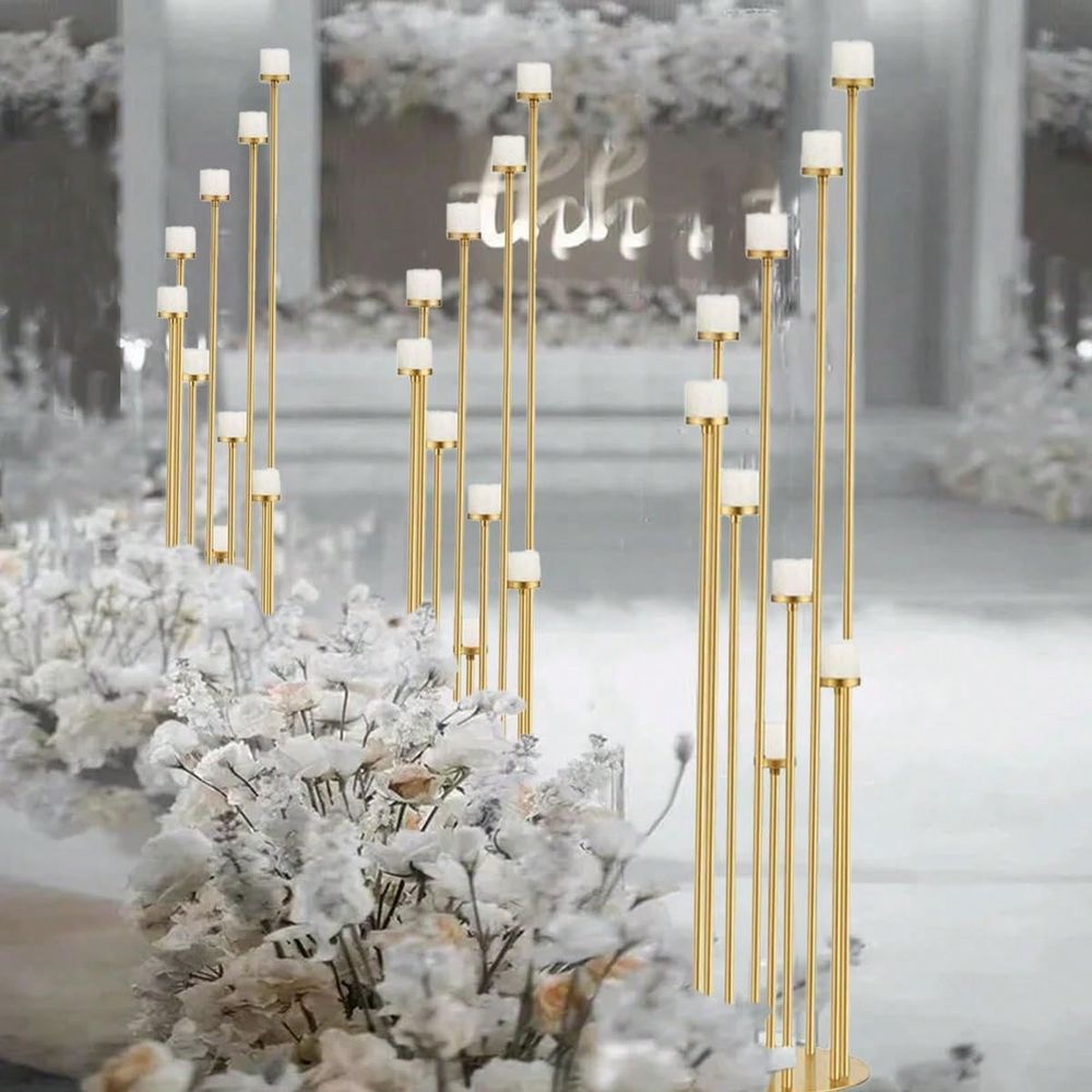 2個セット 9アーム燭台、結婚式の通路装飾用背の高いフロアキ - Candle Holder Set のレビューと価格