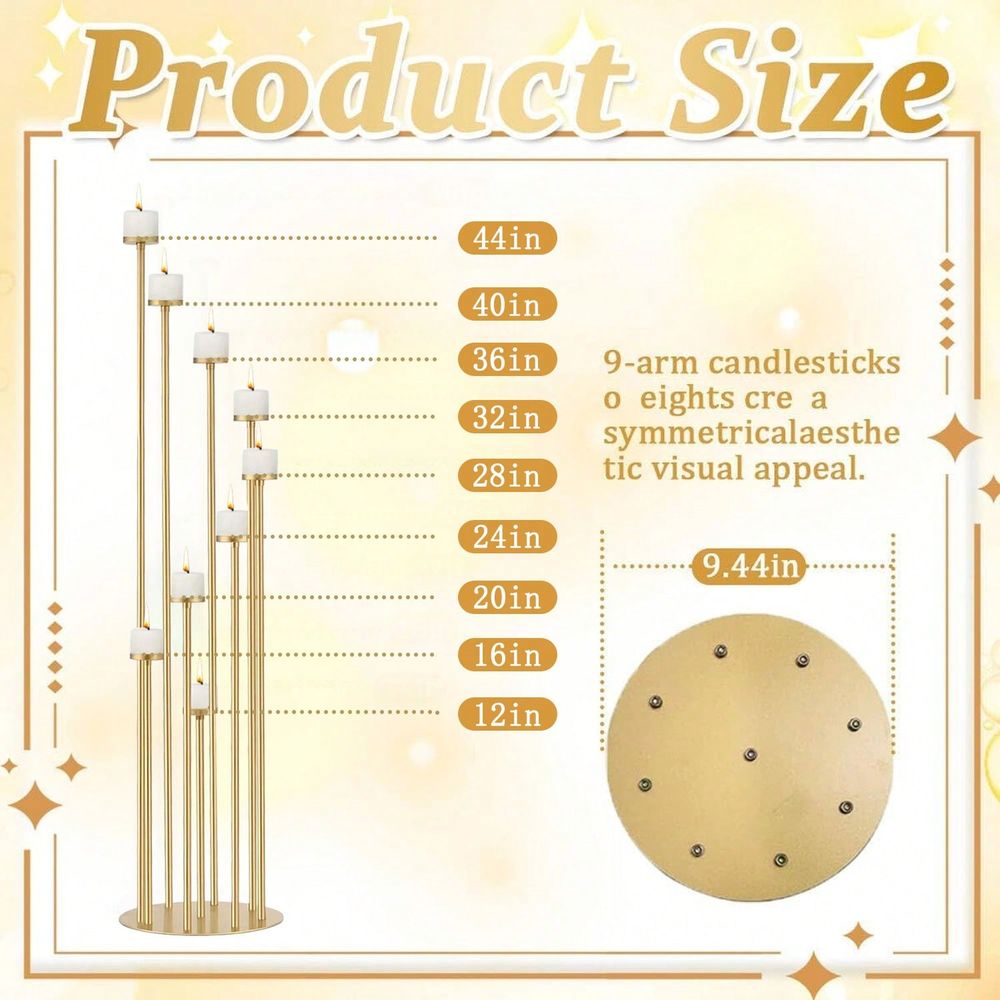 2個セット 9アーム燭台、結婚式の通路装飾用背の高いフロアキ - Candle Holder Set のレビューと価格
