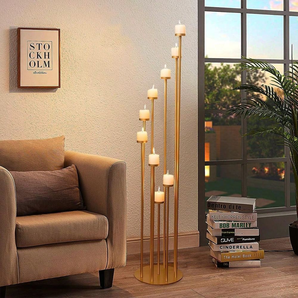 2個セット 9アーム燭台、結婚式の通路装飾用背の高いフロアキ - Candle Holder Set のレビューと価格