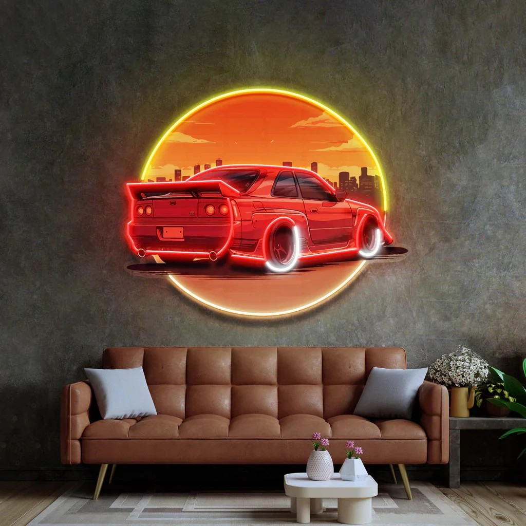 スタイリッシュなサンセットカーネオンウォールサインUVプリン - Bathroom Lighting Decor Ideas のレビューと価格