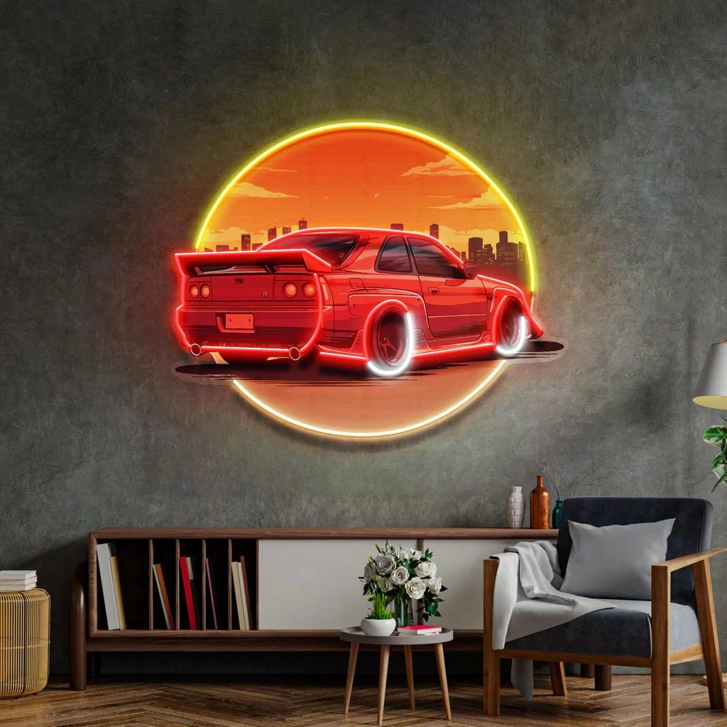 スタイリッシュなサンセットカーネオンウォールサインUVプリン - Bathroom Lighting Decor Ideas のレビューと価格