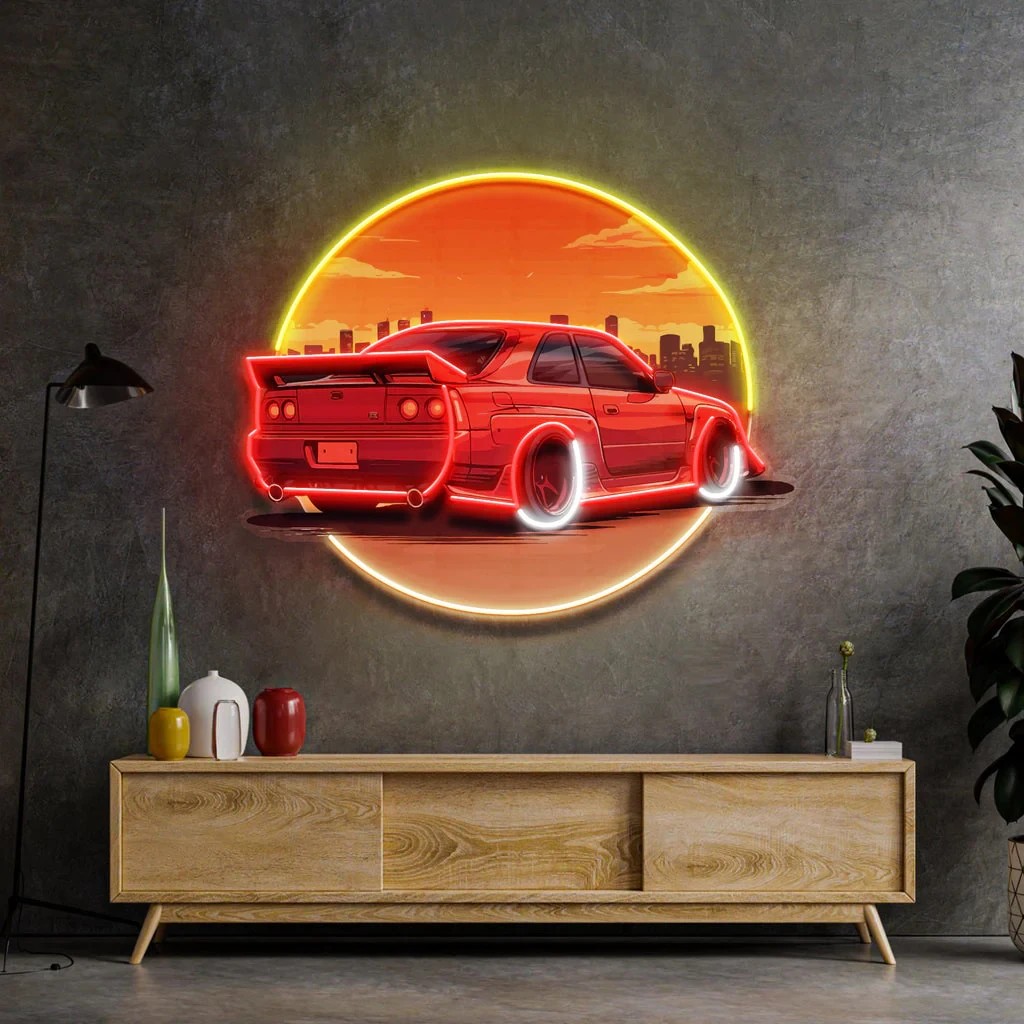 スタイリッシュなサンセットカーネオンウォールサインUVプリン - Bathroom Lighting Decor Ideas のレビューと価格